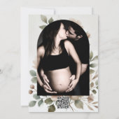 Dusty Olive & Pink Watercolor Blütendusche Einladung (Rückseite)