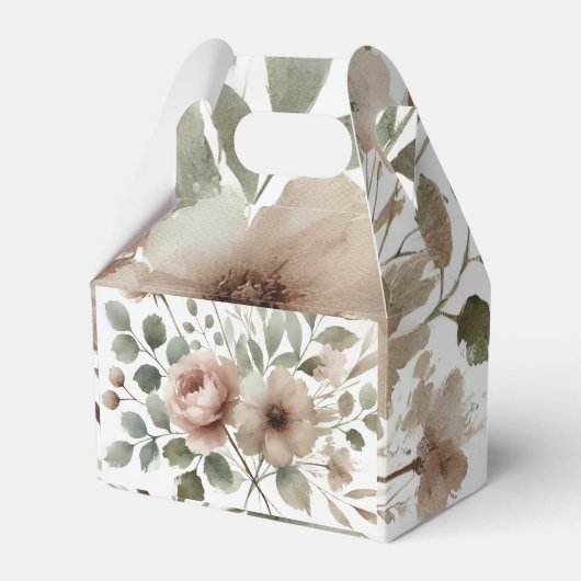 Dusty Olive & Pink Watercolor Floral Wedding Geschenkschachtel (Vorderseite)