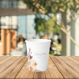 Dusty Orange Fall Floral Brautparty Pappbecher