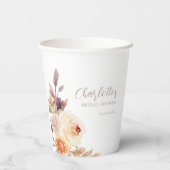 Dusty Orange Fall Floral Brautparty Pappbecher (Rückseite)