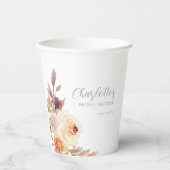 Dusty Orange Fall Floral Brautparty Pappbecher (Vorderseite)