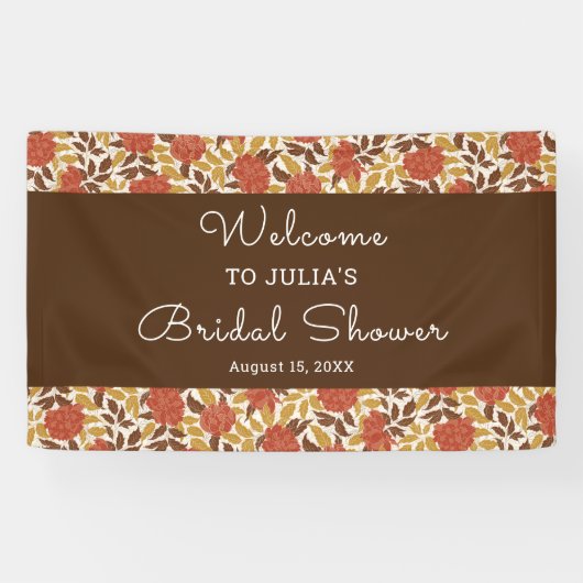 Dusty Orange Peony Blume Fall Brautparty Banner (Horizontal)
