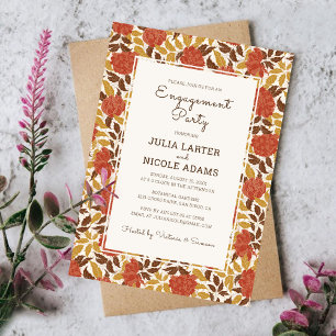 Dusty Orange Peony Blume fallen Engagement Party Einladung