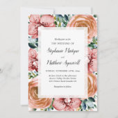 Dusty Orange Rose Orchids Blumenzehen Einladung (Vorderseite)