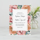 Dusty Orange Rose Orchids Blumenzehen Einladung (Stehend Vorderseite)