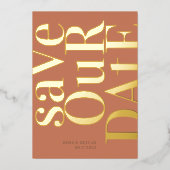 Dusty Orange Terracotta Save the Date Folieneinladung (Vorderseite)