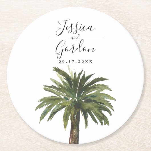 Dusty Palm | Beachte Runder Pappuntersetzer (Vorderseite)