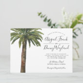 Dusty Palm | Hochzeitsfeier Sand Back Einladung (Stehend Vorderseite)