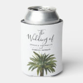 Dusty Palms | Hochzeitsprogramm Hand Fan Dosenkühler (Kanne Vorderseite)