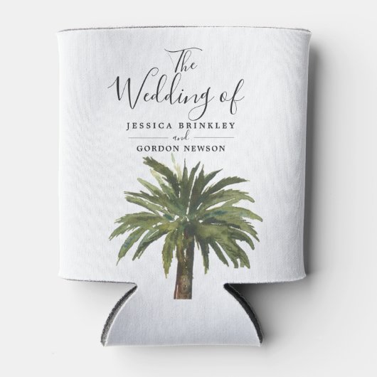 Dusty Palms | Hochzeitsprogramm Hand Fan Dosenkühler (Vorderseite)