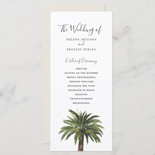 Dusty Palms | Hochzeitsprogramm Programm (Vorne/Hinten)