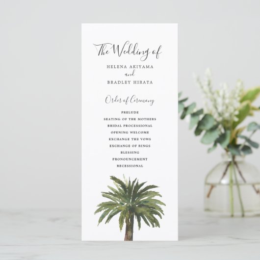 Dusty Palms | Hochzeitsprogramm Programm (Stehend Vorderseite)