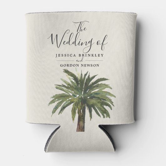 Dusty Palms | Hochzeitsprogramm Sand Can Cooler Dosenkühler (Vorderseite)