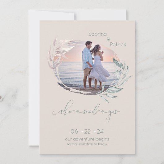 Dusty Palomino Rose Leafy Foto Save The Date (Vorderseite)