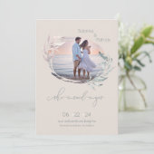 Dusty Palomino Rose Leafy Foto Save The Date (Stehend Vorderseite)