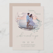 Dusty Palomino Rose Leafy Foto Save The Date (Vorne/Hinten)