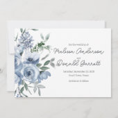 Dusty Pastel Blue Blumen Save the Date (Rückseite)