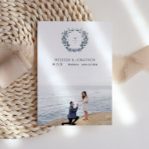 Dusty Pastel Blue Flowers Braun Save the Date