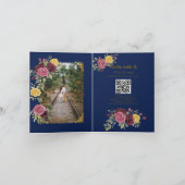 Dusty Pastel Burgundy/Pink Roses Blue Einladung (Innenseite)