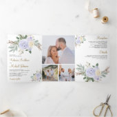 Dusty Pastel Lila Floral All in one Wedding Dreifach Gefaltete Einladung (Innenseite)