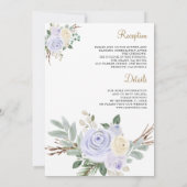 Dusty Pastel Lila Floral All in one Wedding Einladung (Rückseite)