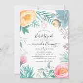 Dusty Pastel Tropical Floral Summer Bat Mitzvah Einladung (Vorderseite)