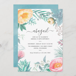 Dusty Pastel Tropical Floral Summer Birthday Party Einladung