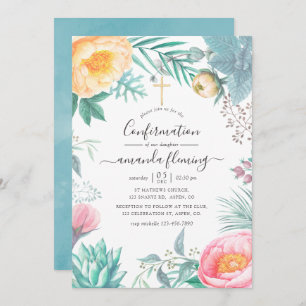 Dusty Pastel Tropical Floral Summer Confirmation Einladung