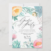 Dusty Pastel Tropical Floral Summer Garden Party Einladung (Vorderseite)