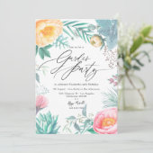 Dusty Pastel Tropical Floral Summer Garden Party Einladung (Stehend Vorderseite)