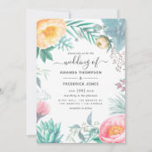 Dusty Pastel Tropical Floral Summer Wedding Einladung (Vorderseite)