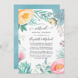 Dusty Pastel Tropical Floral Virtual Wedding Einladung