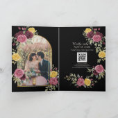 Dusty Pastel Watercolor Roses Black Einladung (Innenseite)