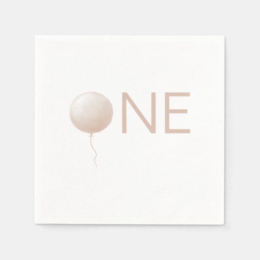 Dusty Peach Balloon Modern First Birthday Party Serviette (Vorderseite)