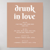 Dusty Peach Beige Wedding Bar Sign | Betrunken in Poster (Vorne)