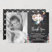 Dusty Peach Blue Floral Taufe Danke Karte (Vorne/Hinten)