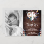 Dusty Peach Blue Floral Taufe Danke Karte (Vorne/Hinten)