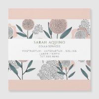Dusty Peach floral Doula Magnetic Business Card