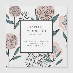 Dusty Peach floral Doula Magnetic Business Card Magnetkarte