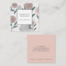 Dusty Peach floral Doula Magnetic Business Card