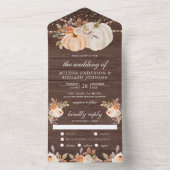 Dusty Peach Floral Pumpkin Barn Wood Wedding All In One Einladung (Innen Boden)