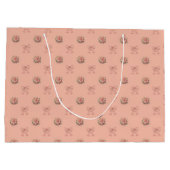 Dusty Peach Flowers Doilies Bows Große Geschenktüte (Rückseite)