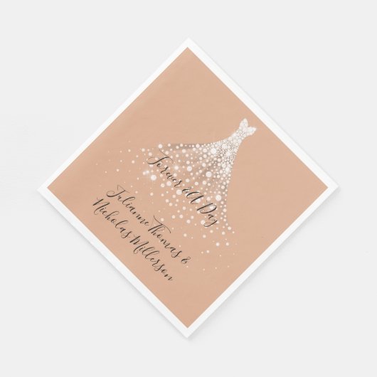 Dusty Peach Gold Confetti Diamond Dress Serviette (Ecke)