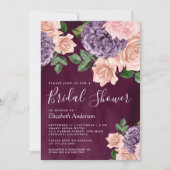 Dusty Peach Lila Floral Pum Brautparty Einladung (Vorderseite)