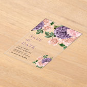 Dusty Peach Lila Floral Wedding Save the Date Acryleinladungen (Ablage )