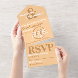 Dusty Peach Moderne Typografie Big Symbols Hochzei All In One Einladung