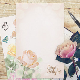 Dusty Peach Rose Personal Stationary Paper