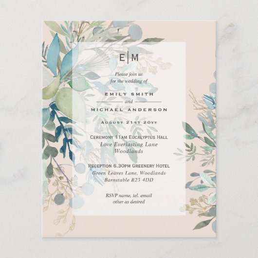 Dusty Peach Sage Wedding Ceremony Empfang Einladun Flyer (Vorne)