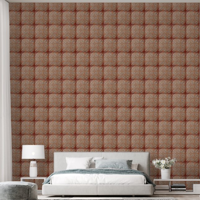 Dusty Peach & taupe Muster Wallpaper 2' x 4' Tapete (Schlafzimmer)