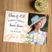 Dusty Peach Vintag Botanischer Abschluss Hinweiskarte